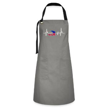 Heartbeat Design Haitian Flag Haiti - Artisan Apron - grey/black - Front - Zoe (177cm)