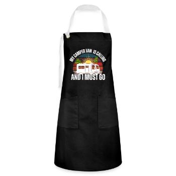 My motorhome is calling me - Artisan Apron - black/white - Front - Zoe (177cm)