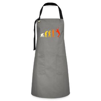 Tennis Evolution Tennisspieler Geschenk - Kontrastschürze - Grau/Schwarz - Vorne - Zoe (177cm)