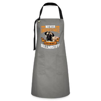 Bullmastiff Geschenk Männer - Kontrastschürze - Grau/Schwarz - Vorne - Zoe (177cm)