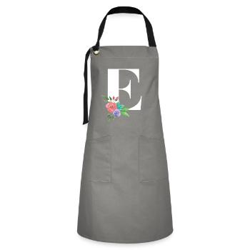 Letter E personalized gift alphabet first name Christmas - Artisan Apron - grey/black - Front - Zoe (177cm)