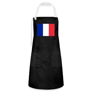 Frankreich Paris Eiffelturm Französische Fahne Fun - Kontrastschürze - Schwarz/Weiß - Vorne - Zoe (177cm)