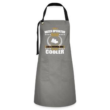 Bulldozer Papa - Kontrastschürze - Grau/Schwarz - Vorne - Zoe (177cm)