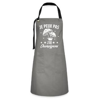 je peux pas j'ai champignons humour - Tablier contrasté - gris/noir - Devant - Zoe (177cm)