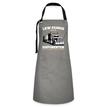 LKW Fahrer Fernfahrer Lastkraftwagenfahrer - Kontrastschürze - Grau/Schwarz - Vorne - Zoe (177cm)