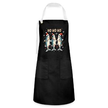 Weihnachtsoutfit makrele Weihnachts makrelen - Kontrastschürze - Schwarz/Weiß - Vorne - Zoe (177cm)