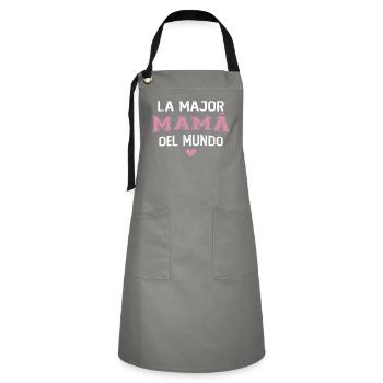 The best mom in the world Mother's Day - Artisan Apron - grey/black - Front - Zoe (177cm)