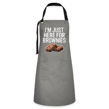 Brownies Saying Pastry Funny Brownie Gift - Artisan Apron - grey/black - Front - Zoe (177cm)