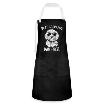 Cockapoo disant papa drôle Cockapoo cadeau - Tablier contrasté - noir/blanc - Devant - Zoe (177cm)