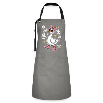 Gans Spruch Mama Gänse Lustiges Gans Geschenk - Kontrastschürze - Grau/Schwarz - Vorne - Zoe (177cm)