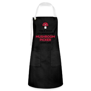 Mushroom / Champignon / Pilz / Picking - Artisan Apron - black/white - Front - Zoe (177cm)