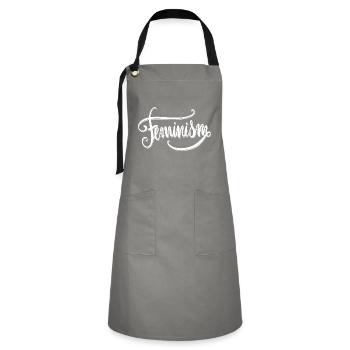 Feminismus Spruch Geschenk Vintage Emanzipation - Kontrastschürze - Grau/Schwarz - Vorne - Zoe (177cm)