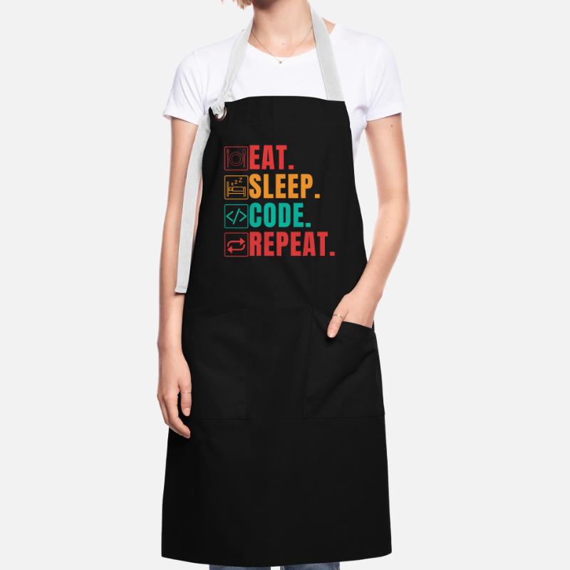 EAT SLEEP CODE REPEAT - CODEUR DRÔLE Tablier contrasté