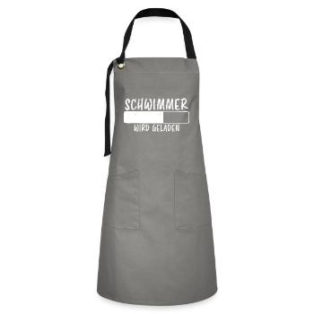Schwimmer Spruch Sport Lustiges Schwimmer Geschenk - Kontrastschürze - Grau/Schwarz - Vorne - Zoe (177cm)