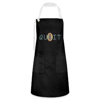 Qubit Quantum Entanglement Physics - Artisan Apron - black/white - Front - Zoe (177cm)