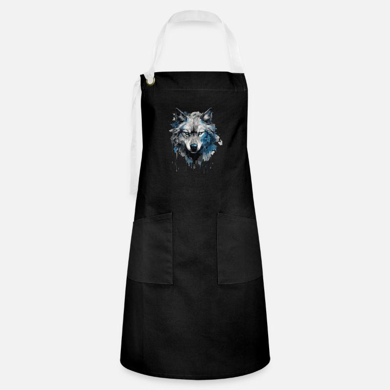 Wolf Head - Artisan Apron - black/white