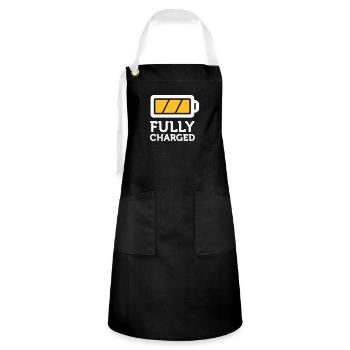 I Am Fully Charged! - Artisan Apron - black/white - Front - Zoe (177cm)