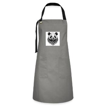 Schwarz-weiße Panda-Gravur - Kontrastschürze - Grau/Schwarz - Vorne - Zoe (177cm)