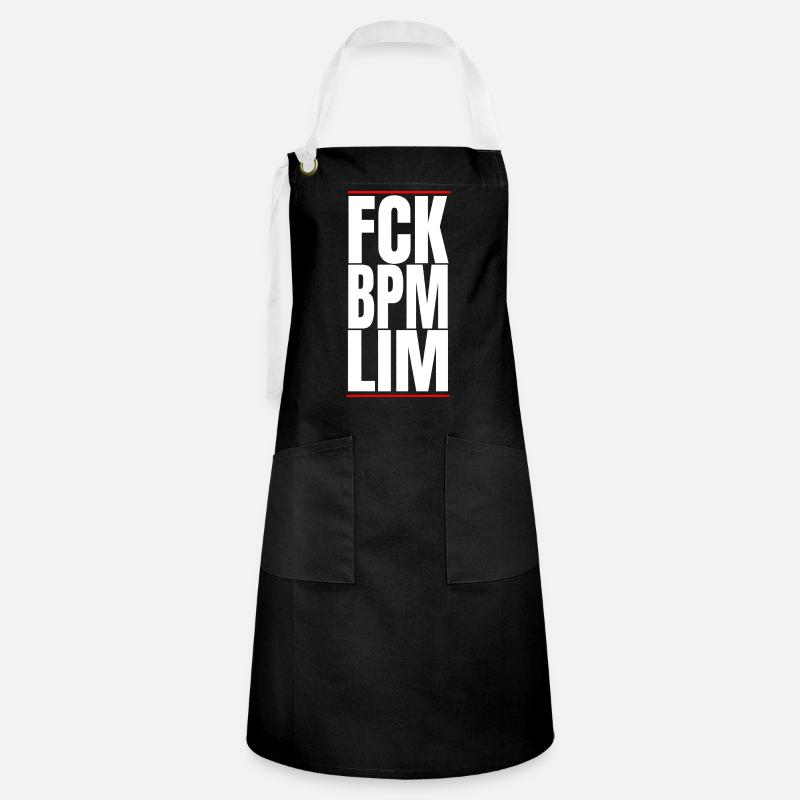 FCK BPM LIM HARD TECHNO NEVER DIES - Artisan Apron - black/white