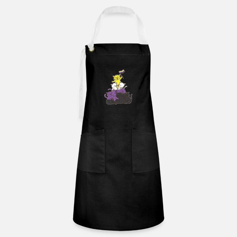 Non-binary cats Non-binary pride - Artisan Apron - black/white