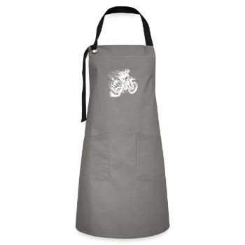 Adventure Sports Motocross Hobby Style Drawing - Artisan Apron - grey/black - Front - Zoe (177cm)