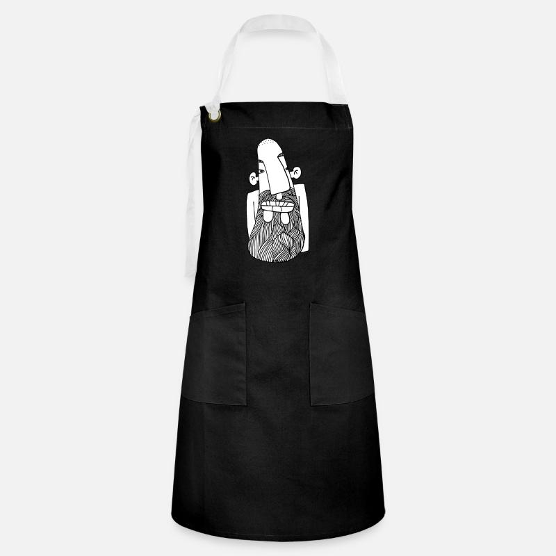 Beard Face - Artisan Apron - black/white