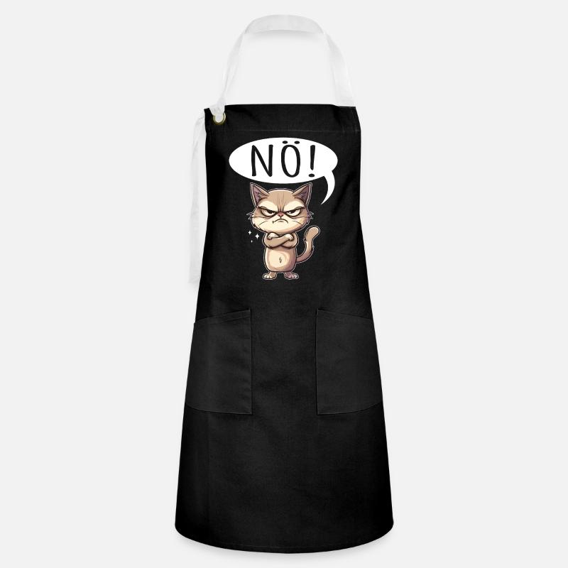Cool Cat Nope funny saying grumpy - Artisan Apron - black/white