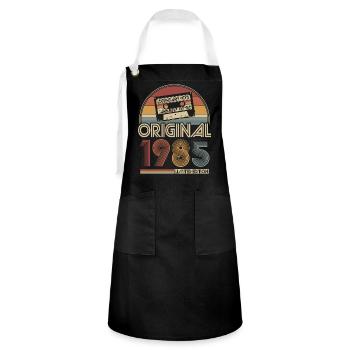 1985 Vintage Jahrgang Geburtstag Retro Geschenk - Kontrastschürze - Schwarz/Weiß - Vorne - Zoe (177cm)
