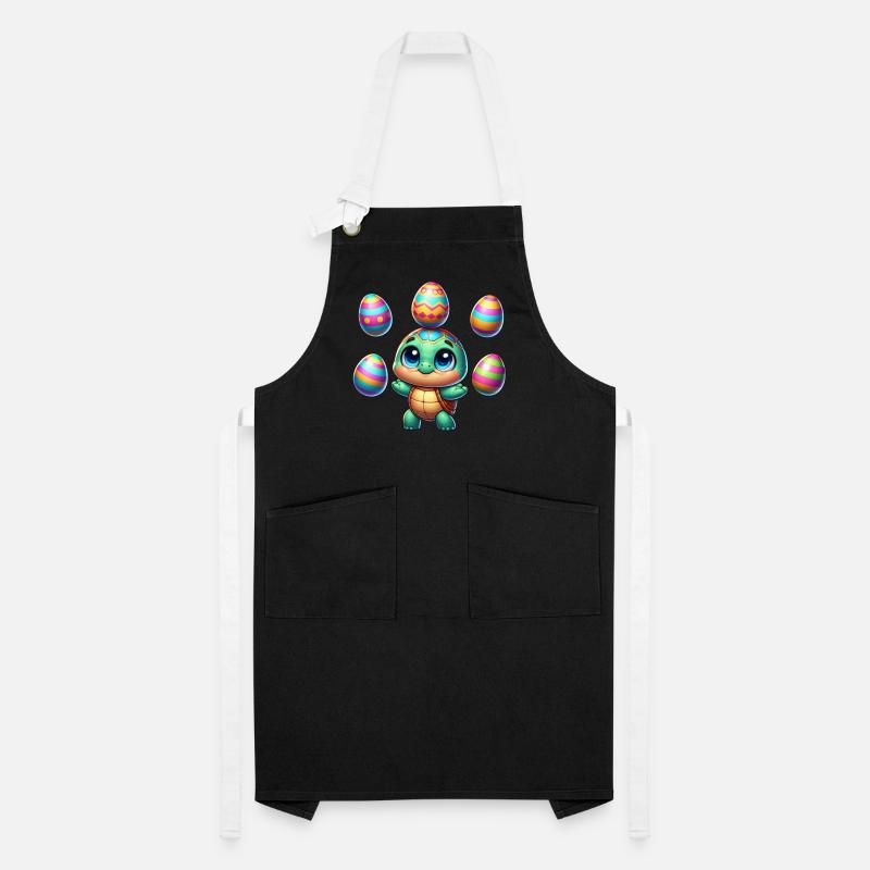 Turtle juggles colorful Easter eggs Artisan Apron