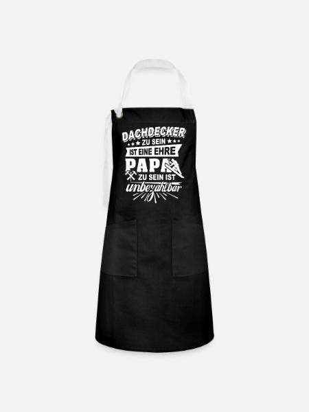 Dachdecker Papa - Kontrastschürze - Schwarz/Weiß