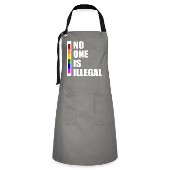 No one is illegal - Kontrastschürze - Grau/Schwarz - Vorne - Zoe (177cm)