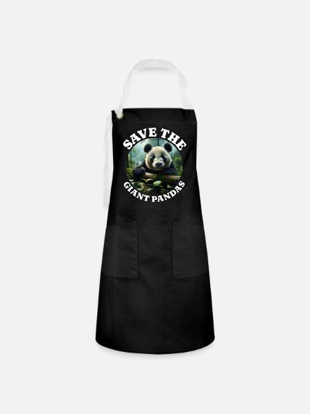 Pandabär Panda - Kontrastschürze - Schwarz/Weiß