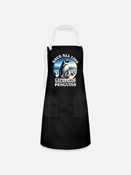 Save Galapagos Pinguin - Kontrastschürze - Schwarz/Weiß