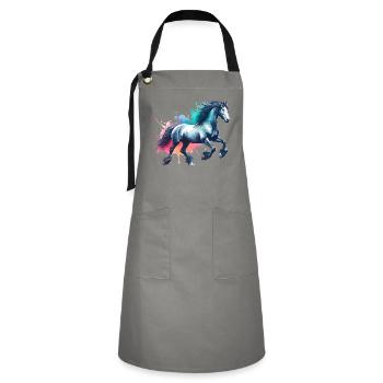 Friesian Horse Friesenpferd Pferd - Artisan Apron - grey/black - Front - Zoe (177cm)