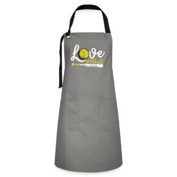 I Love Softball, Softball - Artisan Apron - grey/black - Front - Zoe (177cm)