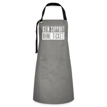 Kein Ticket, Kein Support, Helpdesk, Callenter - Kontrastschürze - Grau/Schwarz - Vorne - Zoe (177cm)
