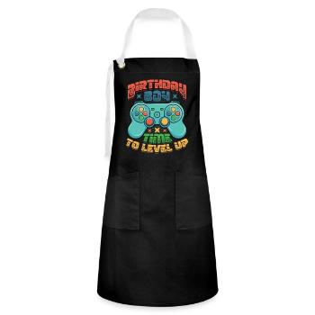 Birthday child, gamer. - Artisan Apron - black/white - Front - Zoe (177cm)