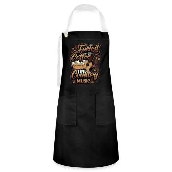 Powered by coffee and country music. - Artisan Apron - black/white - Front - Zoe (177cm)