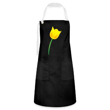 Gelbe Tulpe - Kontrastschürze - Schwarz/Weiß - Vorne - Zoe (177cm)