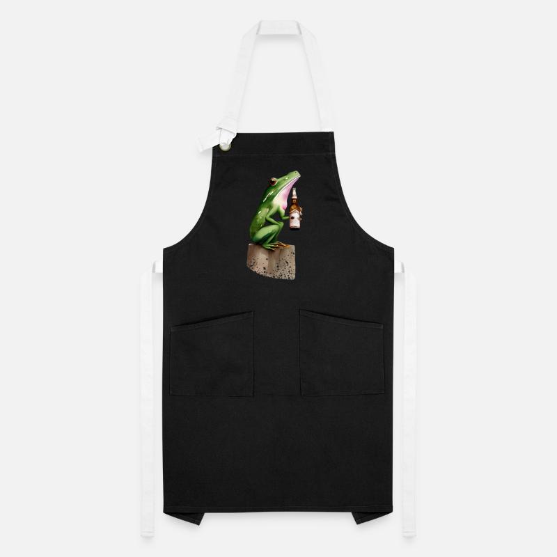 Frosch mit Bier Kontrastschürze