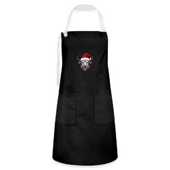 Bull Head Christmas Xmas - Artisan Apron - black/white - Front - Zoe (177cm)