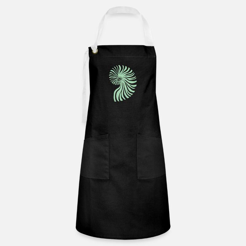 Ammonite vert pastel - Tablier contrasté - noir/blanc
