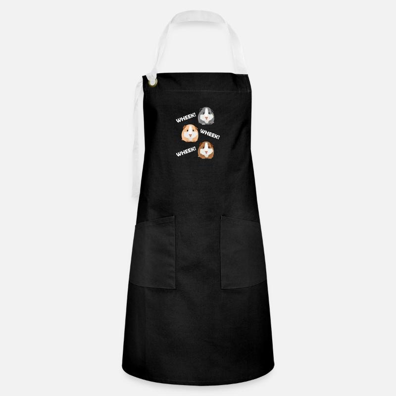 Trois cochons d'Inde mignons - cadeau - wheek wheek - Tablier contrasté - noir/blanc