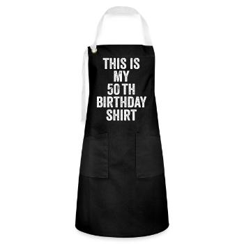 Cadeau 50e Anniversaire 50 ans - cadeau 50 ans - Tablier contrasté - noir/blanc - Devant - Zoe (177cm)