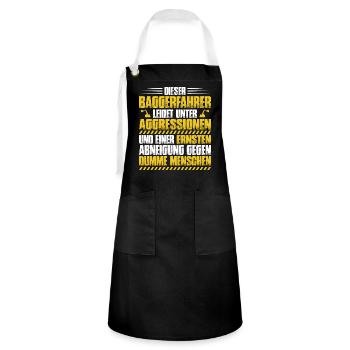 Baggerfahrer Baggerführer Bagger Geschenk - Kontrastschürze - Schwarz/Weiß - Vorne - Zoe (177cm)