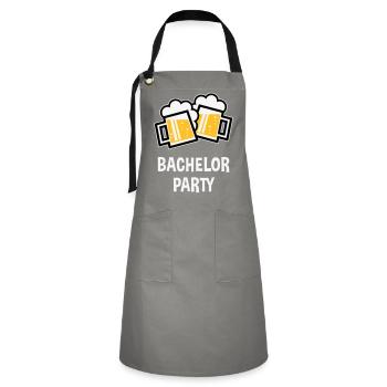 Bachelor Party (JGA Bier Bayrische Bierkrüge / 3C) - Kontrastschürze - Grau/Schwarz - Vorne - Zoe (177cm)