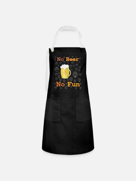 No Beer no Fun - Kontrastschürze - Schwarz/Weiß