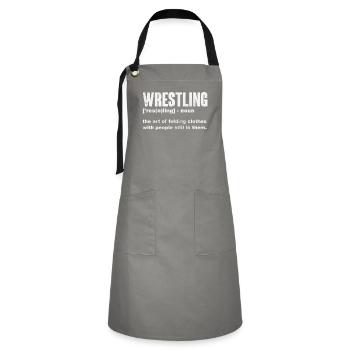 Wrestling - Kontrastschürze - Grau/Schwarz - Vorne - Zoe (177cm)