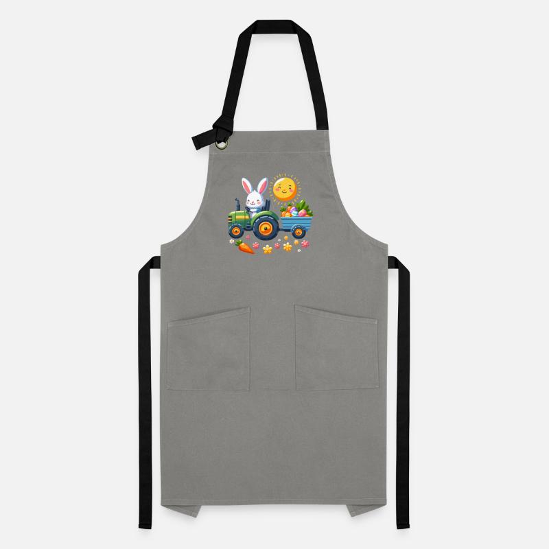 Tractor, Farmer, Easter Basket, Easter Bunny, Happy Easter Artisan Apron
