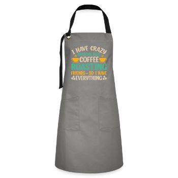 I Have Best Coffee Roasting Friedns - Kontrastschürze - Grau/Schwarz - Vorne - Zoe (177cm)